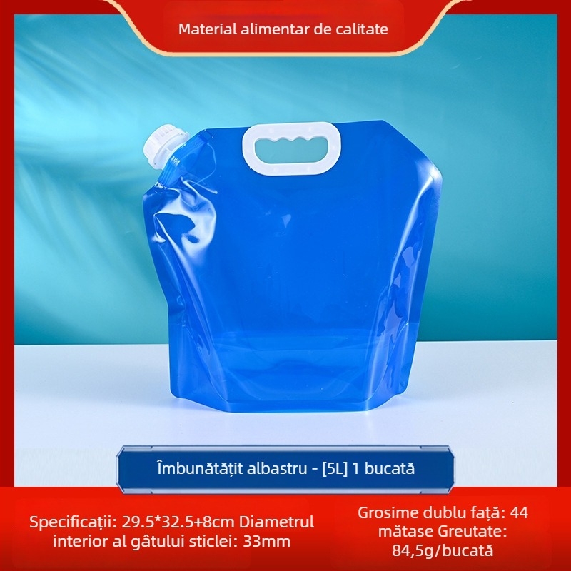 Geantă de apă pentru exterior, pliabilă, pentru camping, țesătură impermeabilă, material PET-nylon-PE, capacitate 3L/5L/8L/10L