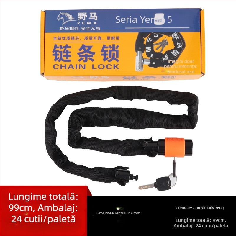 Mustang lacăt de lanț pentru bicicletă, oțel mangan, 780 g, potrivit pentru bicicletă, vehicul electric și motocicletă