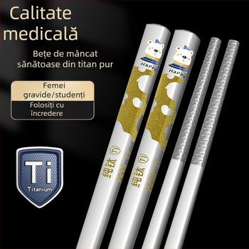 Bețișoare din titan pur – set în cutie cu 5 perechi, antibacteriale și anti-mucegai, de calitate alimentară, design minimalist modern