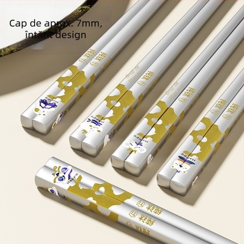 Bețișoare din titan pur – set în cutie cu 5 perechi, antibacteriale și anti-mucegai, de calitate alimentară, design minimalist modern