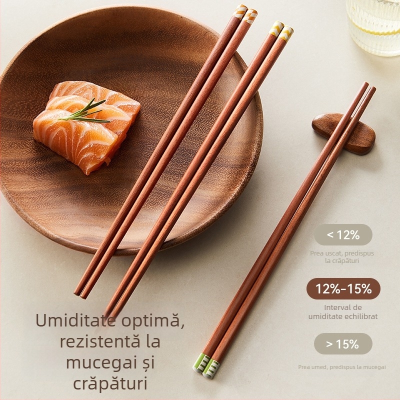 Bețișoare pentru masă din lemn de santal roșu, stil minimalist modern, 5 perechi, lucrate manual, finisaj oglindă