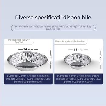 Cupe din folie de aluminiu pentru tarte cu ouă, de unică folosință, pentru coacere