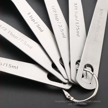 Set de 6 linguri măsurătoare din oțel inoxidabil cu scară, pentru coacere și bucătărie — Model: Measuring Spoon 1