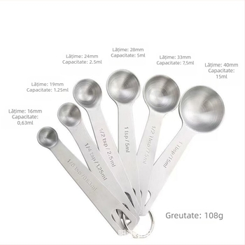 Set de 6 linguri măsurătoare din oțel inoxidabil cu scară, pentru coacere și bucătărie — Model: Measuring Spoon 1
