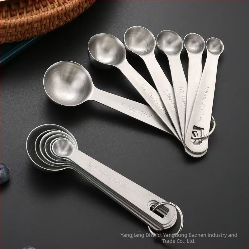 Set de 6 linguri măsurătoare din oțel inoxidabil cu scară, pentru coacere și bucătărie — Model: Measuring Spoon 1