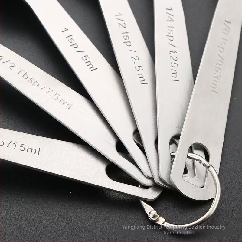 Set de 6 linguri măsurătoare din oțel inoxidabil cu scară, pentru coacere și bucătărie — Model: Measuring Spoon 1