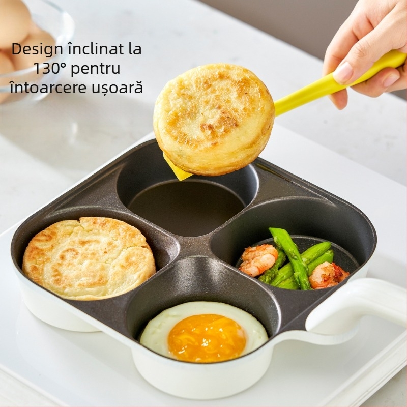 Tigaie pentru ouă cu patru găuri, acoperire titan-ceramică antiaderentă, aliaj de aluminiu, bază cu mai multe straturi