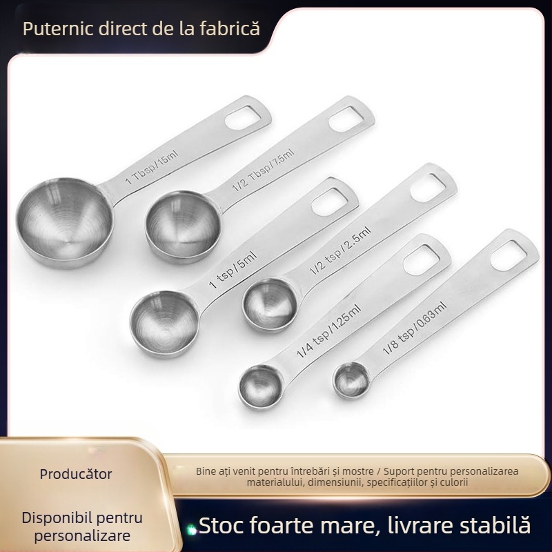 Six Giants set de 6 linguri de măsurare rotunde din oțel inoxidabil 430 pentru coacere