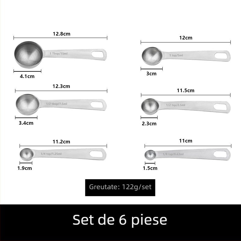 Six Giants set de 6 linguri de măsurare rotunde din oțel inoxidabil 430 pentru coacere