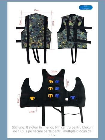 Vesta de greutate pentru scufundări libere cu bloc de plumb, model camuflaj, țesătură de scufundări cu înaltă elasticitate; Potrivită pentru scufundări și înot