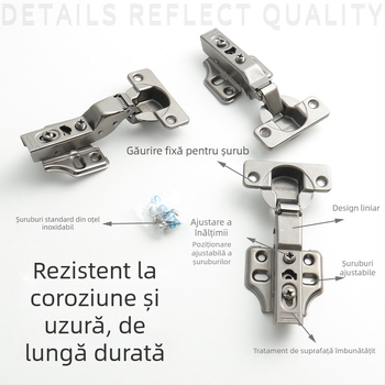 Balama pentru garderobă din oțel inoxidabil, amortizare hidraulică, finisaj nichelat, model Kg-g6