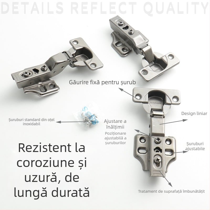 Balama pentru garderobă din oțel inoxidabil, amortizare hidraulică, finisaj nichelat, model Kg-g6