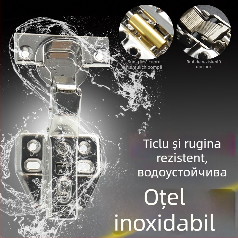 Balama pentru garderobă din oțel inoxidabil, amortizare hidraulică, finisaj nichelat, model Kg-g6