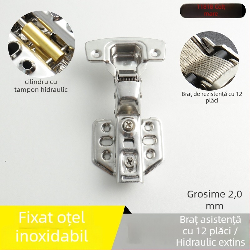 Balama pentru garderobă din oțel inoxidabil, amortizare hidraulică, finisaj nichelat, model Kg-g6