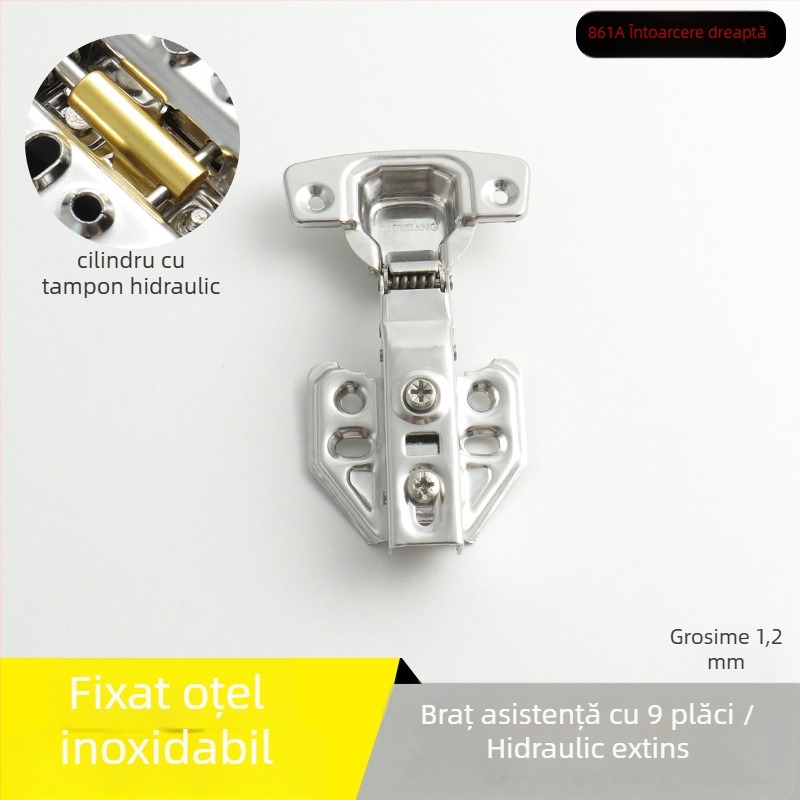 Balama pentru garderobă din oțel inoxidabil, amortizare hidraulică, finisaj nichelat, model Kg-g6