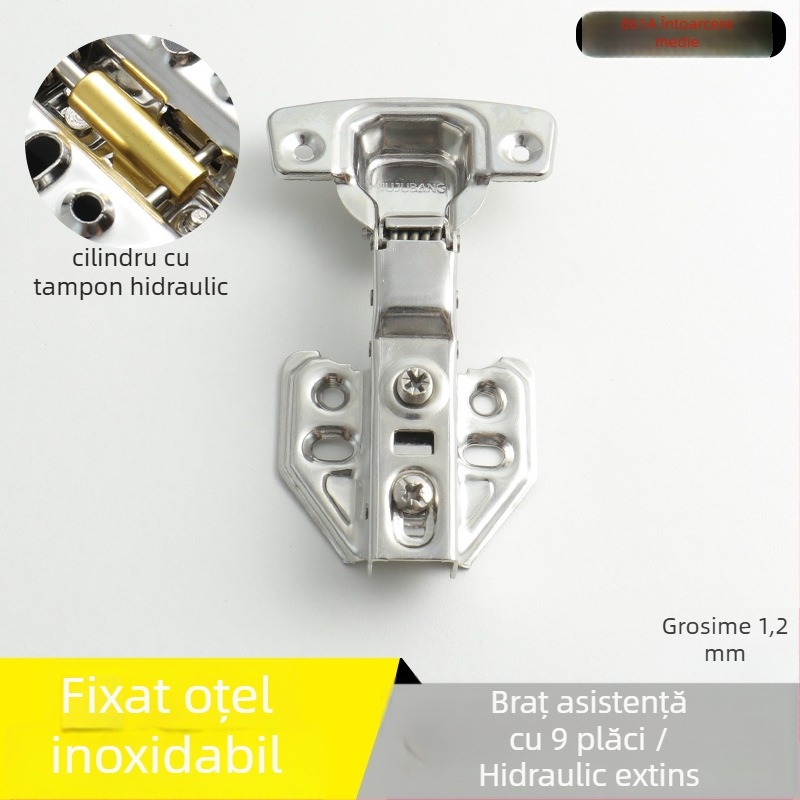 Balama pentru garderobă din oțel inoxidabil, amortizare hidraulică, finisaj nichelat, model Kg-g6