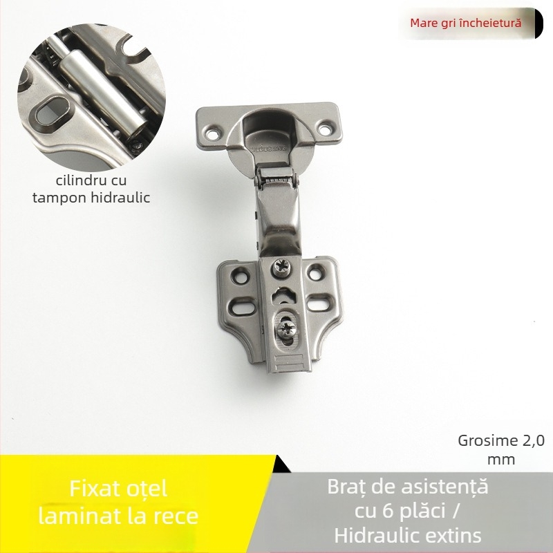 Balama pentru garderobă din oțel inoxidabil, amortizare hidraulică, finisaj nichelat, model Kg-g6