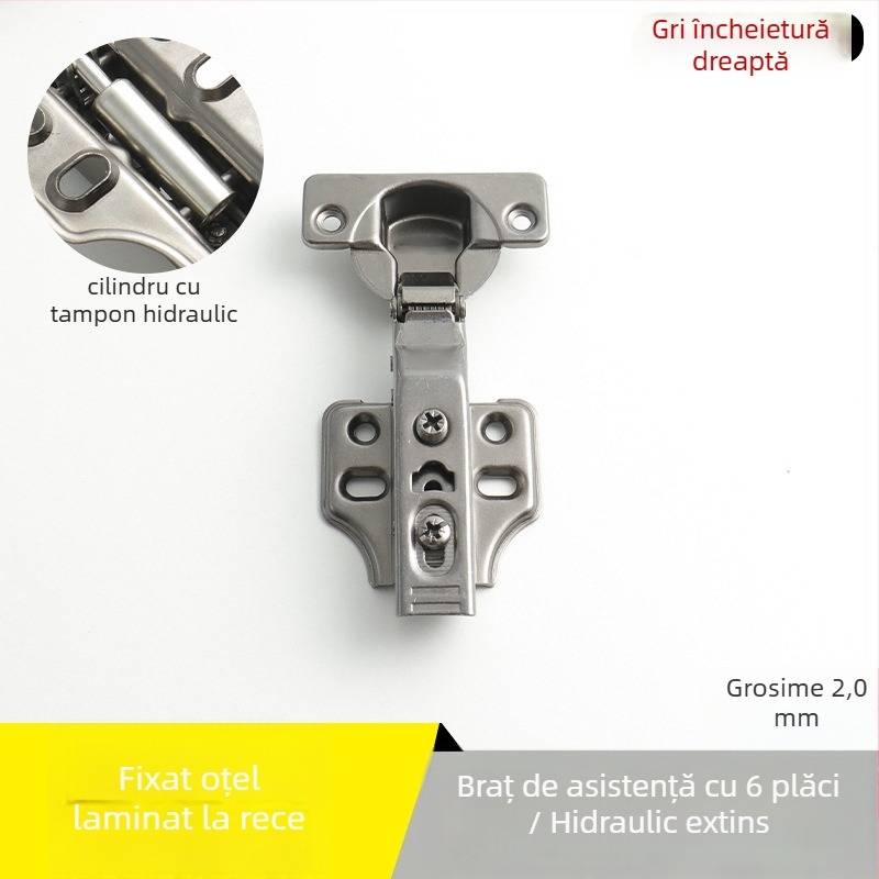 Balama pentru garderobă din oțel inoxidabil, amortizare hidraulică, finisaj nichelat, model Kg-g6