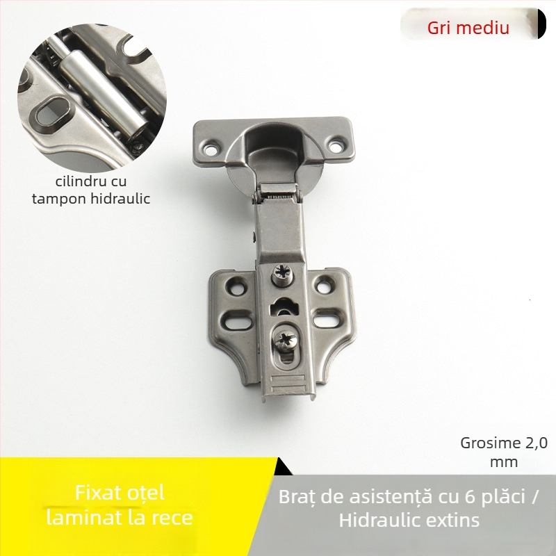 Balama pentru garderobă din oțel inoxidabil, amortizare hidraulică, finisaj nichelat, model Kg-g6