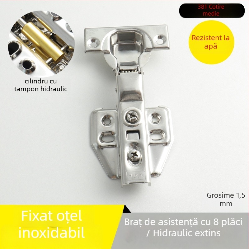 Balama pentru garderobă din oțel inoxidabil, amortizare hidraulică, finisaj nichelat, model Kg-g6