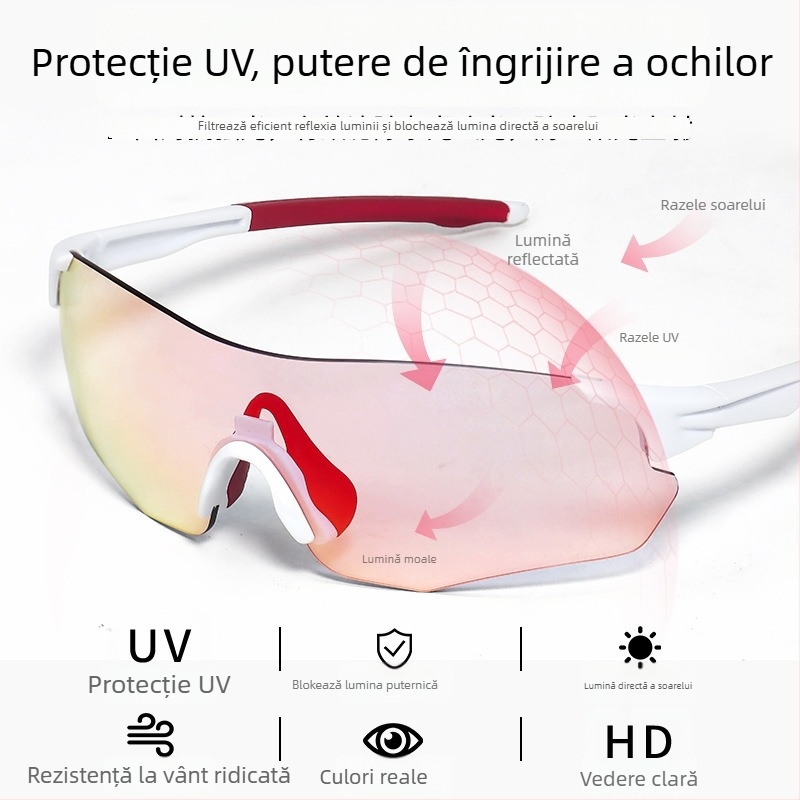 Ochelari de ciclism zi-noapte, TR90, anti-vânt, fără ramă, unisex, compatibili cu ochelari cu dioptrii