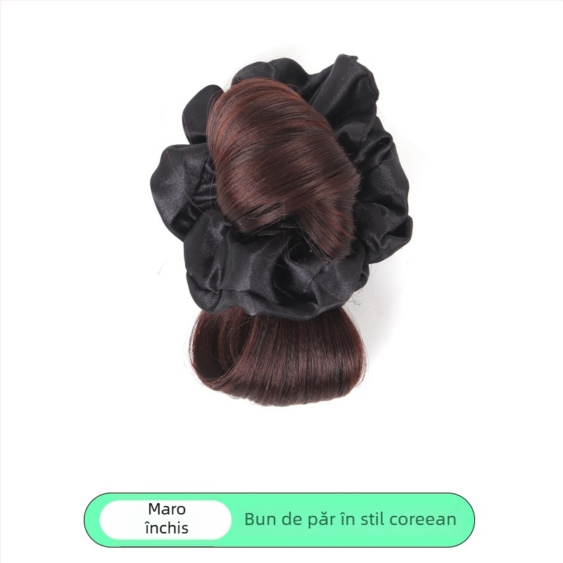 Perucă cu coc pentru femei – mătase rezistentă la temperaturi înalte, lungime scurtă, nu poate fi vopsită sau tratată cu perm