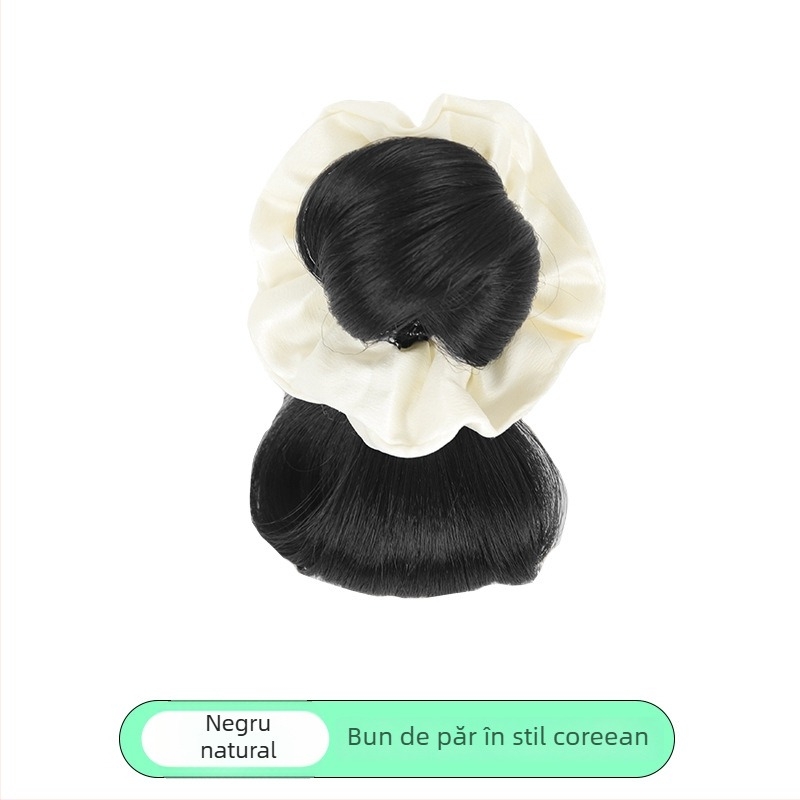 Perucă cu coc pentru femei – mătase rezistentă la temperaturi înalte, lungime scurtă, nu poate fi vopsită sau tratată cu perm