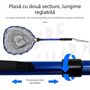 Plasă de pescuit pliabilă telescopică cu cadru din aliaj de aluminiu și plasă din cauciuc