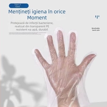 Mănuși de unică folosință pentru alimente, polietilenă, îngroșate, transparente, cutie de distribuție