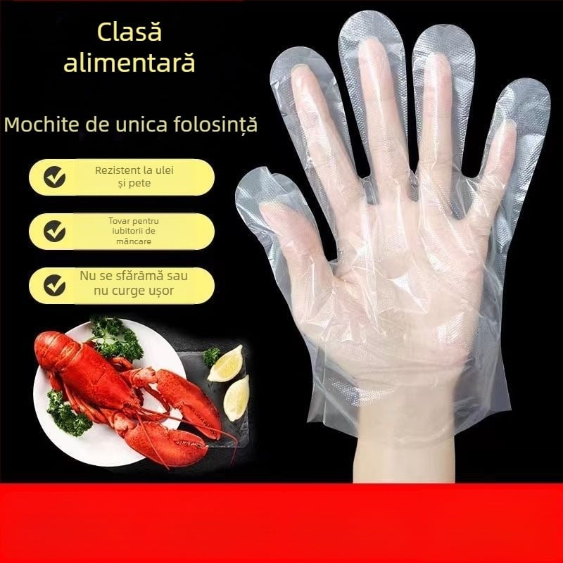 Mănuși de unică folosință pentru alimente, polietilenă, îngroșate, transparente, cutie de distribuție