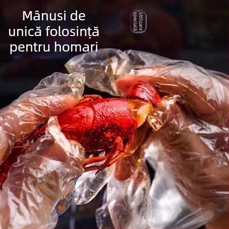 Mănuși de unică folosință pentru alimente, polietilenă, îngroșate, transparente, cutie de distribuție