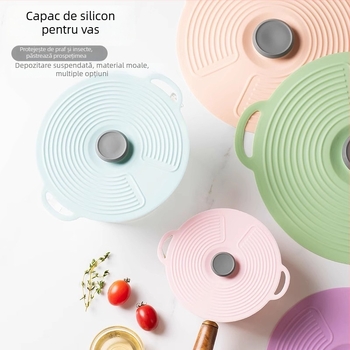 Capac de silicon pentru păstrarea prospețimii, cu etanșare pentru boluri, farfurii și recipiente — stil modern minimalist; brand Friendly; material: Altul
