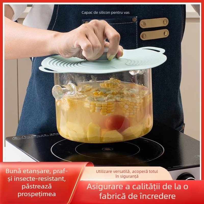 Capac de silicon pentru păstrarea prospețimii, cu etanșare pentru boluri, farfurii și recipiente — stil modern minimalist; brand Friendly; material: Altul