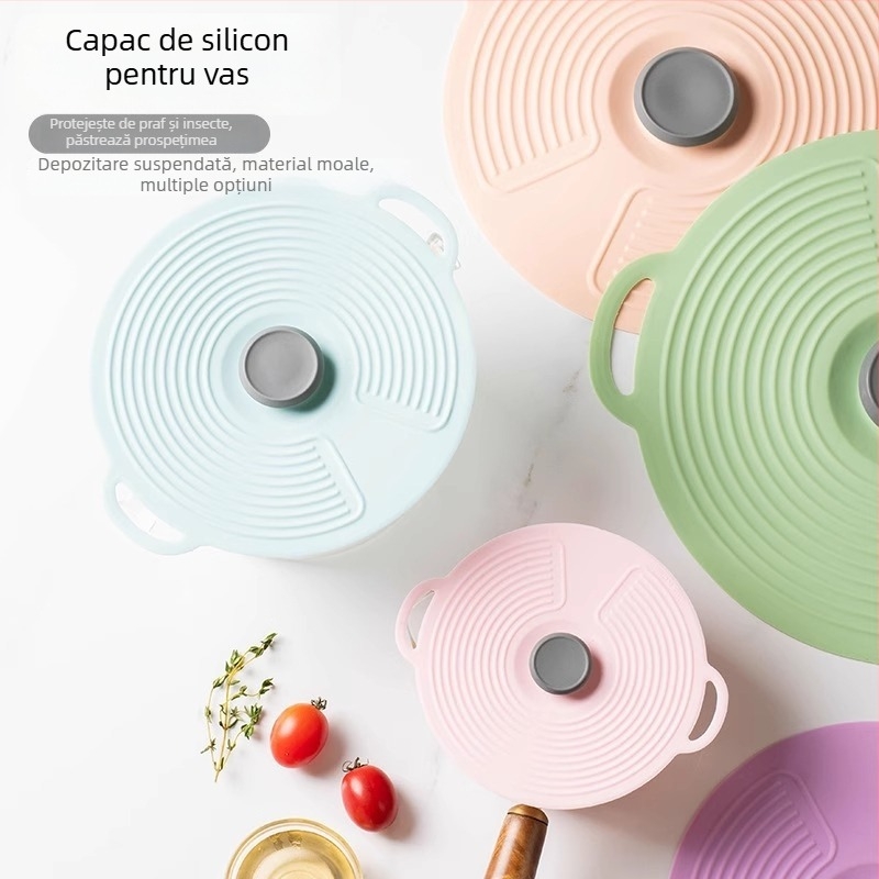 Capac de silicon pentru păstrarea prospețimii, cu etanșare pentru boluri, farfurii și recipiente — stil modern minimalist; brand Friendly; material: Altul
