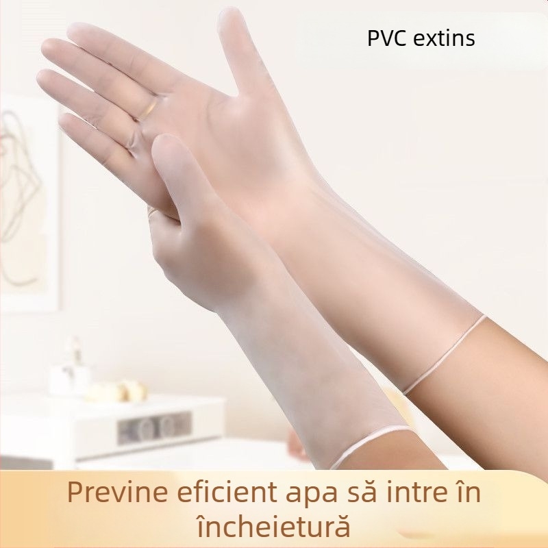 Mănuși de unică folosință din PVC, extinse, impermeabile, rezistente la ulei, antiderapante, compatibile cu ecranul tactil, 6.5 denier