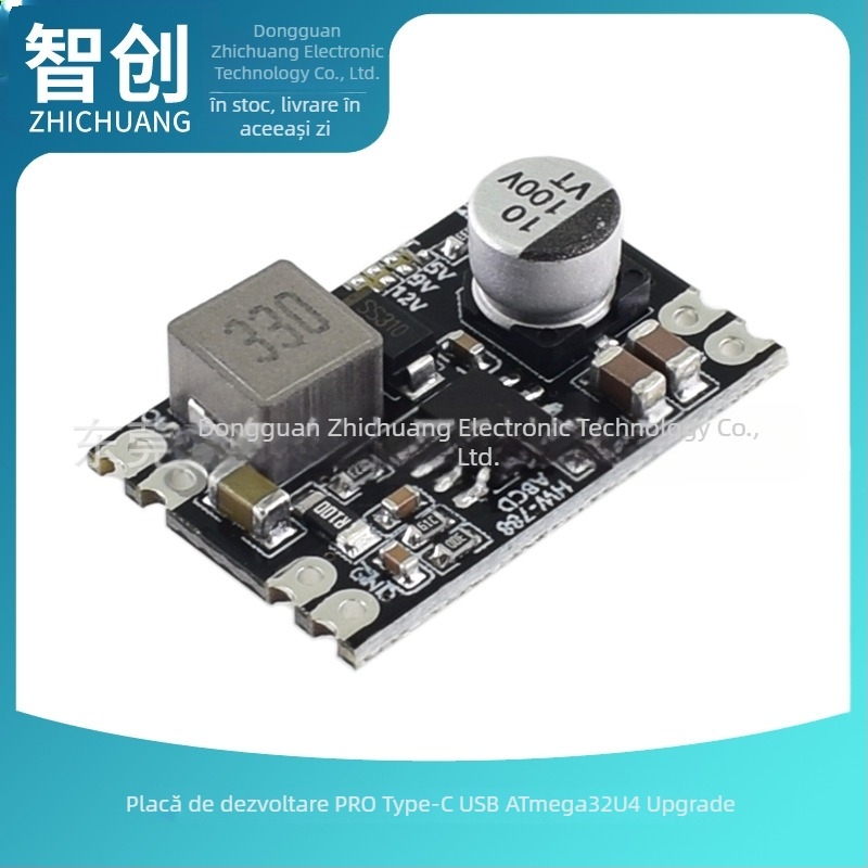 Modul de alimentare DC-DC cu conversie step-down, ieșiri duale 12V și 5V, 2A, intrare 6,3–50V, design compact