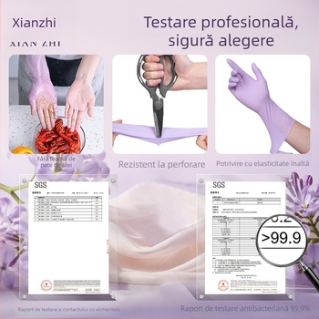 Xianzhi mănuși de unică folosință din nitril - rezistente la uzură, de calitate alimentară, impermeabile; 50 g; pentru curățenie casnică și procesare a alimentelor