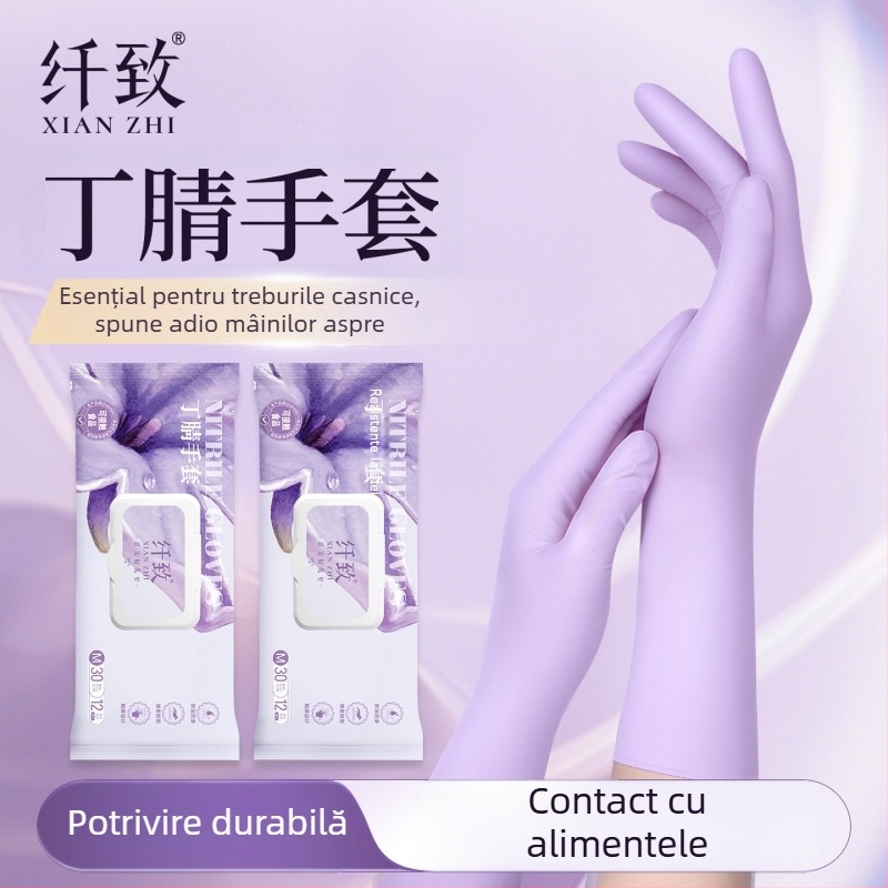 Xianzhi mănuși de unică folosință din nitril - rezistente la uzură, de calitate alimentară, impermeabile; 50 g; pentru curățenie casnică și procesare a alimentelor