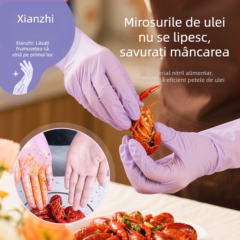 Xianzhi mănuși de unică folosință din nitril - rezistente la uzură, de calitate alimentară, impermeabile; 50 g; pentru curățenie casnică și procesare a alimentelor