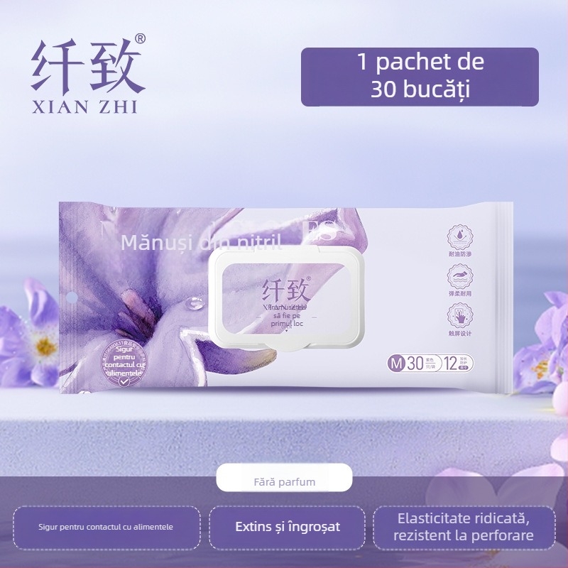 Xianzhi mănuși de unică folosință din nitril - rezistente la uzură, de calitate alimentară, impermeabile; 50 g; pentru curățenie casnică și procesare a alimentelor