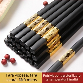 Chopsticks din aliaj rezistente la mucegai, nealunecate, rezistente la temperaturi înalte – set de 10 perechi pentru casă și hotel