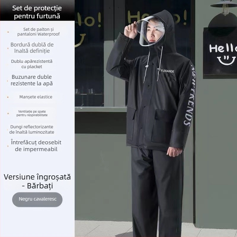 Poncho despărțit pentru adulți — țesătură PVC, grosime 20, strat impermeabil din adeziv PVC, pentru o persoană