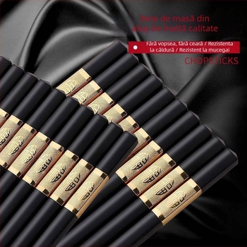 Bețișoare de mâncare din aliaj, stil minimalist modern, șlefuire cu jet de apă, 10 perechi, calitate de primă clasă