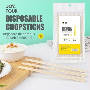 JOYTOUR bețișoare de bambus, de unică folosință, set de 20 bucăți, ambalate individual, biodegradabile