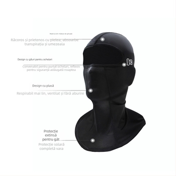 Mască de ciclism din Ice Silk, absorbția transpirației, găuri pentru ochelari, căptușeală pentru cască de motocicletă, protecție UV exterior