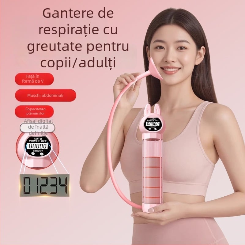 Dispozitiv portabil pentru exerciții abdominale cu corset respirabil – Model Normal / Rabbit, Material: Mouth-blown PP + Silicone Straw + Main Body AS, Cod produs: 20250805