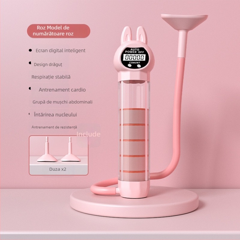 Dispozitiv portabil pentru exerciții abdominale cu corset respirabil – Model Normal / Rabbit, Material: Mouth-blown PP + Silicone Straw + Main Body AS, Cod produs: 20250805