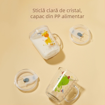 Ceașcă de lapte cu scară gradată din sticlă sodiu-calciu, potrivită pentru microunde, stil Cartoon, Liuliang