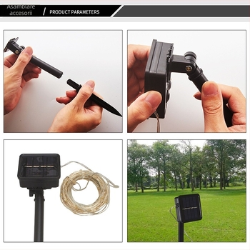 Lumină LED cu sârmă de cupru pentru exterior, decor curte, IP65 rezistent la apă, 200 lm, 0.06 W, alimentare solară