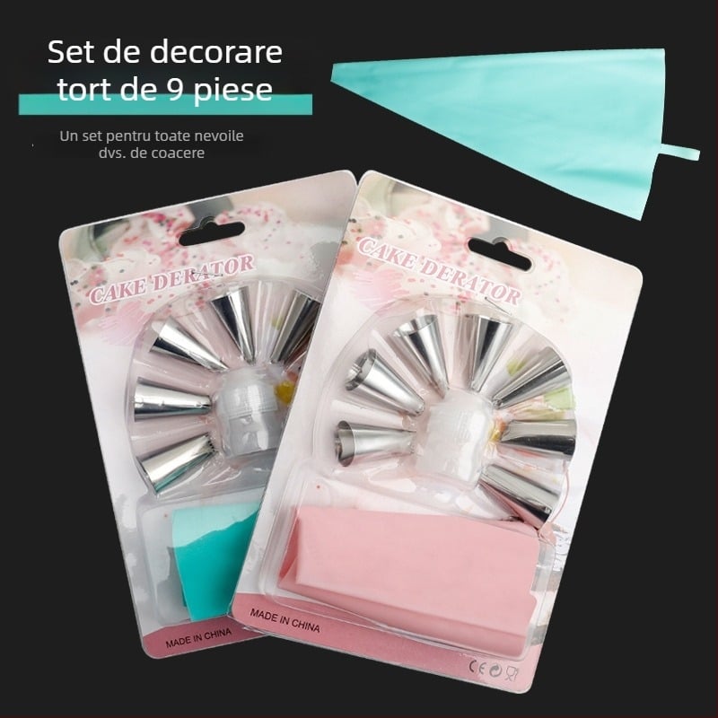Set de 9 duze pentru decorare din oțel inoxidabil, pungă TPU pentru cofetărie